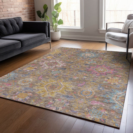 Addison Chantille ACN2151 Medallions Machine Made Traditional Mocha Rug