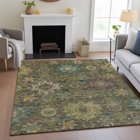 Addison Chantille ACN2151 Medallions Machine Made Traditional Olive Rug
