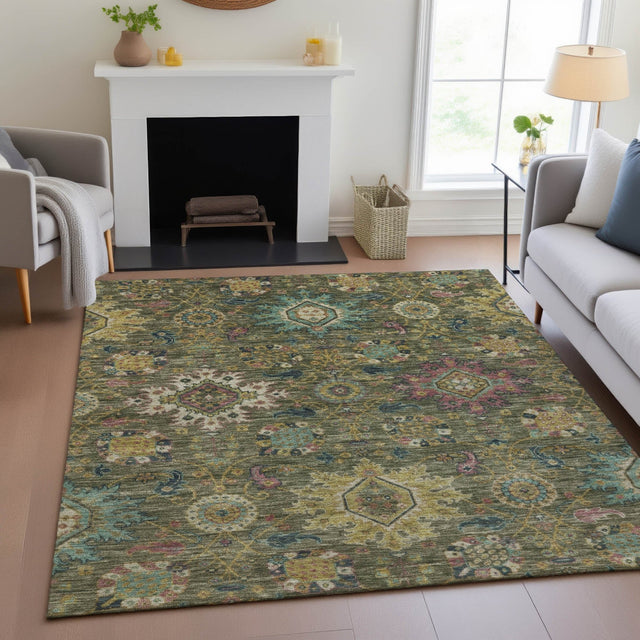 Addison Chantille ACN2151 Medallions Machine Made Traditional Olive Rug