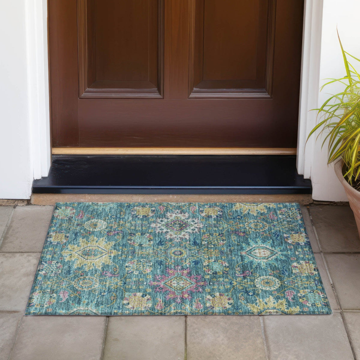 Addison Chantille ACN2151 Medallions Machine Made Traditional Teal Rug