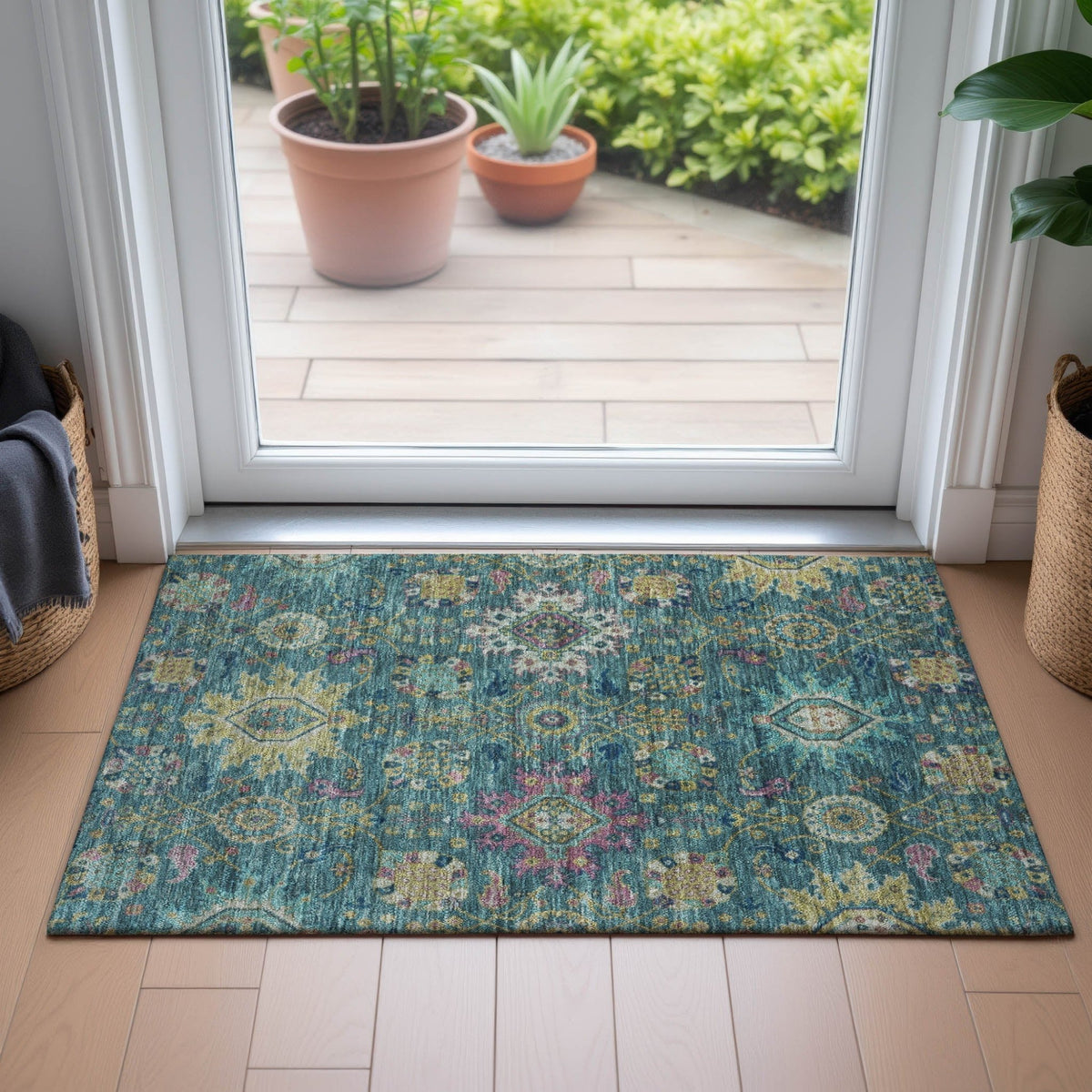 Addison Chantille ACN2151 Medallions Machine Made Traditional Teal Rug