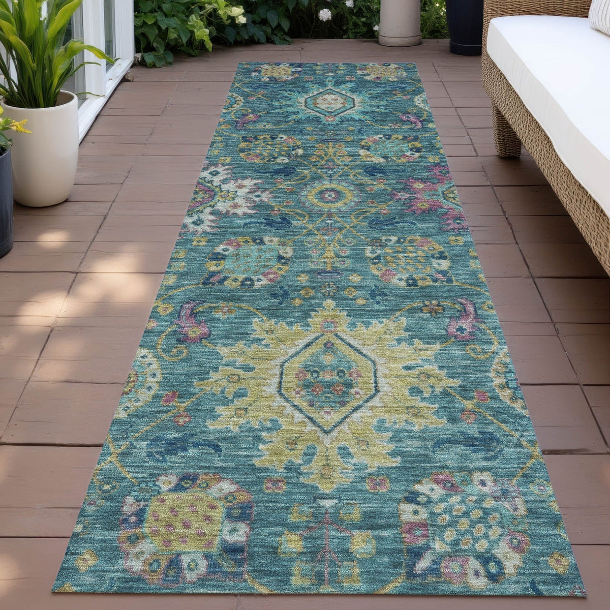 Addison Chantille ACN2151 Medallions Machine Made Traditional Teal Rug