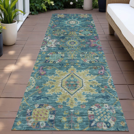Addison Chantille ACN2151 Medallions Machine Made Traditional Teal Rug