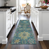 Addison Chantille ACN2151 Medallions Machine Made Traditional Teal Rug