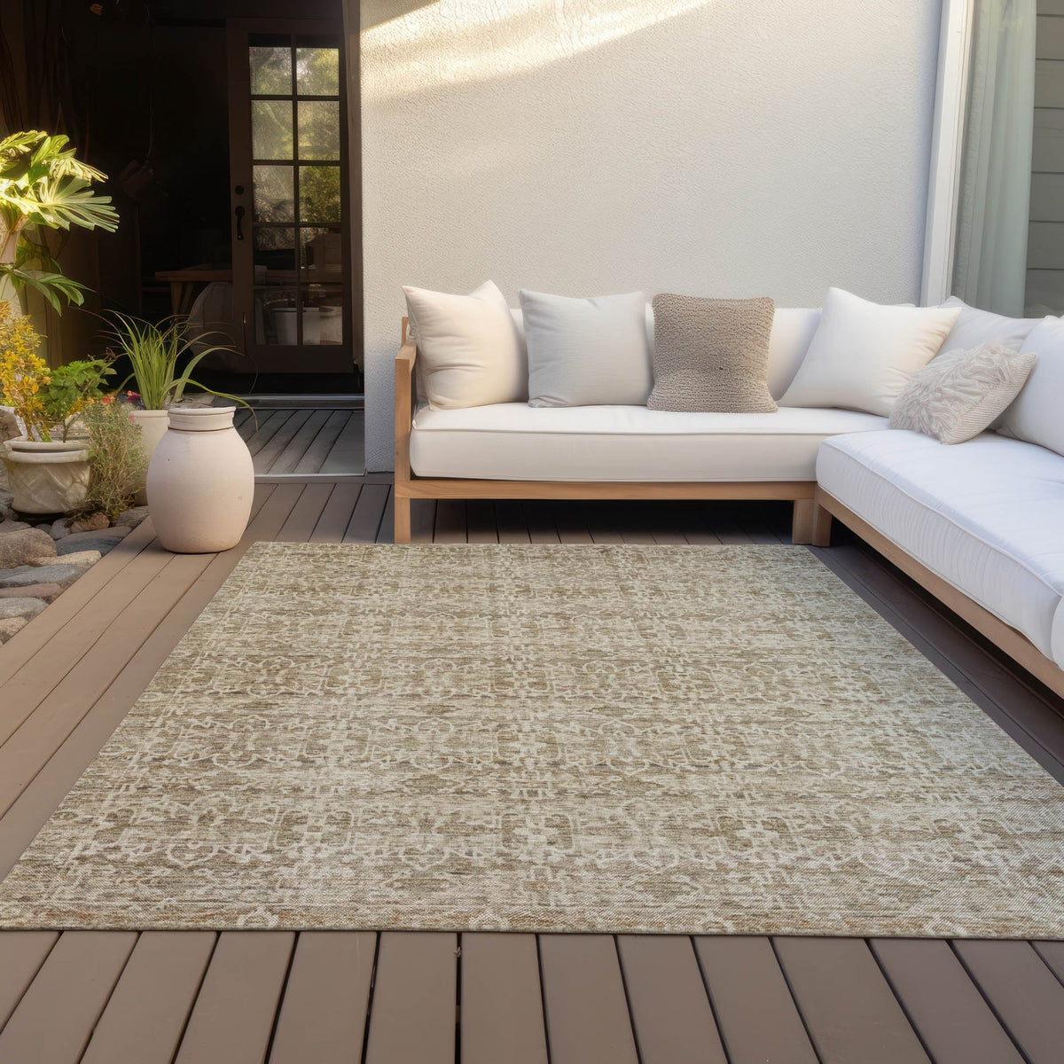 Addison Chantille ACN2152 Stripes Machine Made Transitional Brown Rug