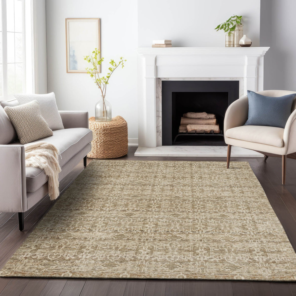 Addison Chantille ACN2152 Stripes Machine Made Transitional Brown Rug