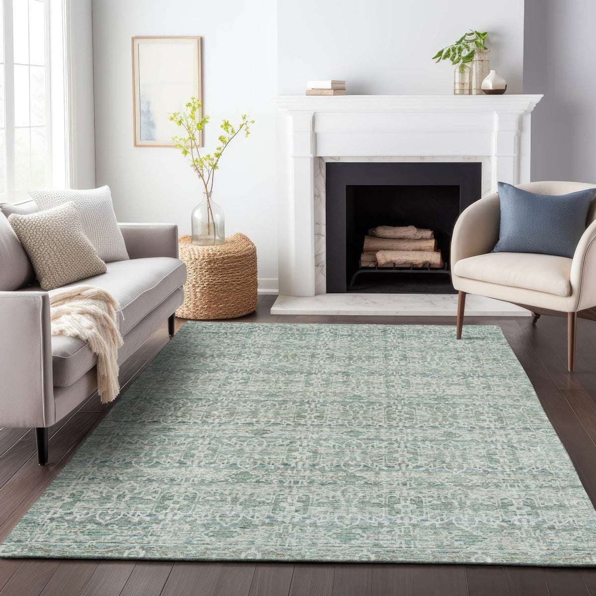 Addison Chantille ACN2152 Stripes Machine Made Transitional Teal Rug