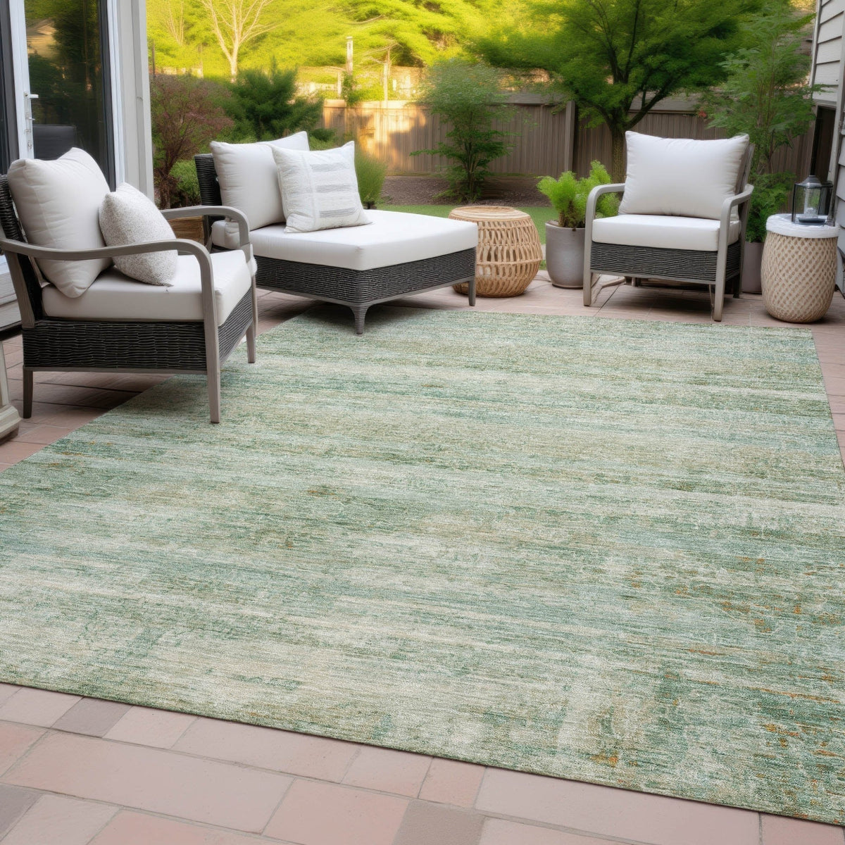 Addison Chantille ACN2154 Stripes Machine Made Transitional Green Rug