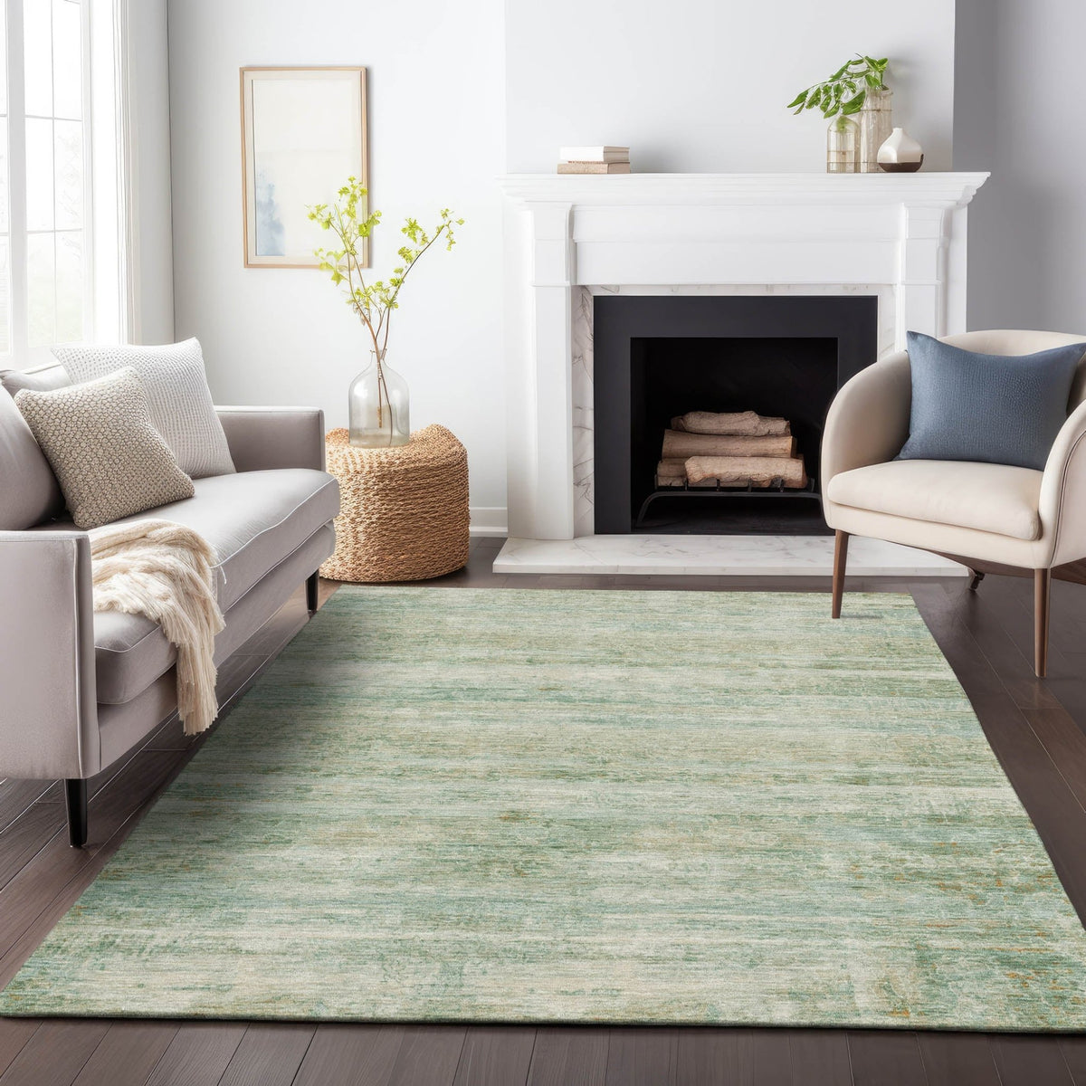 Addison Chantille ACN2154 Stripes Machine Made Transitional Green Rug
