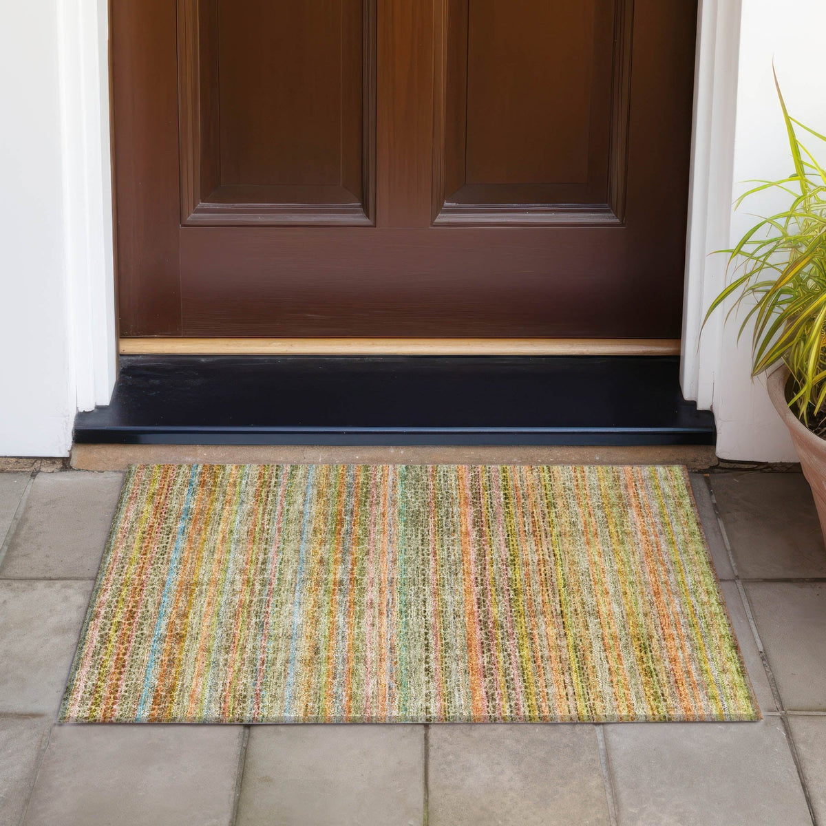 Addison Chantille ACN2155 Stripes Machine Made Transitional Coral Rug