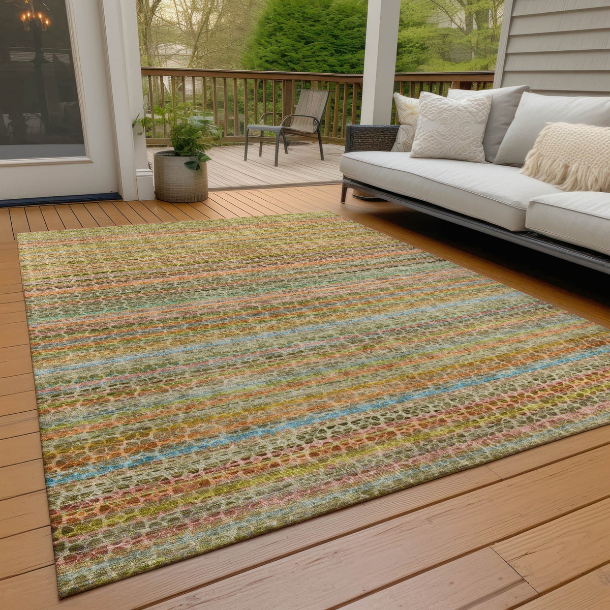 Addison Chantille ACN2155 Stripes Machine Made Transitional Coral Rug