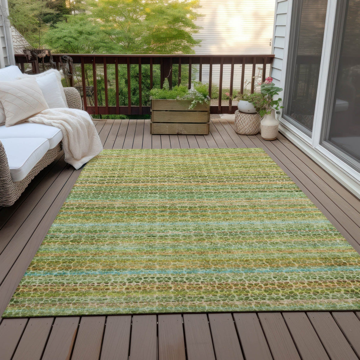 Addison Chantille ACN2155 Stripes Machine Made Transitional Green Rug