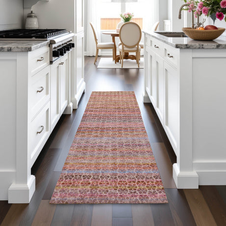 Addison Chantille ACN2155 Stripes Machine Made Transitional Pink Rug