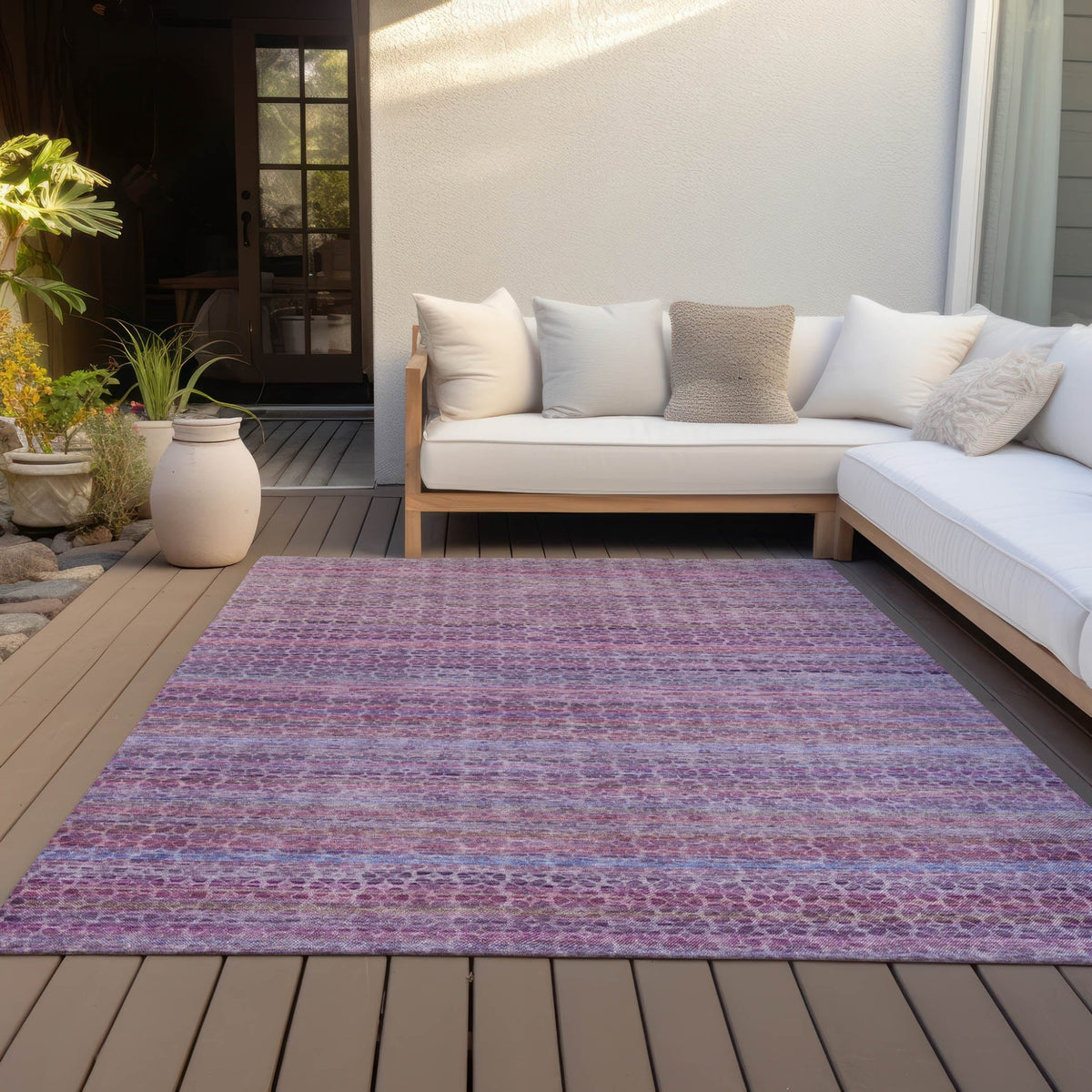 Addison Chantille ACN2155 Stripes Machine Made Transitional Purple Rug