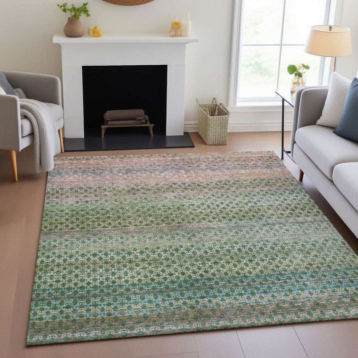 Addison Chantille ACN2158 Abstract Machine Made Transitional Aloe Rug
