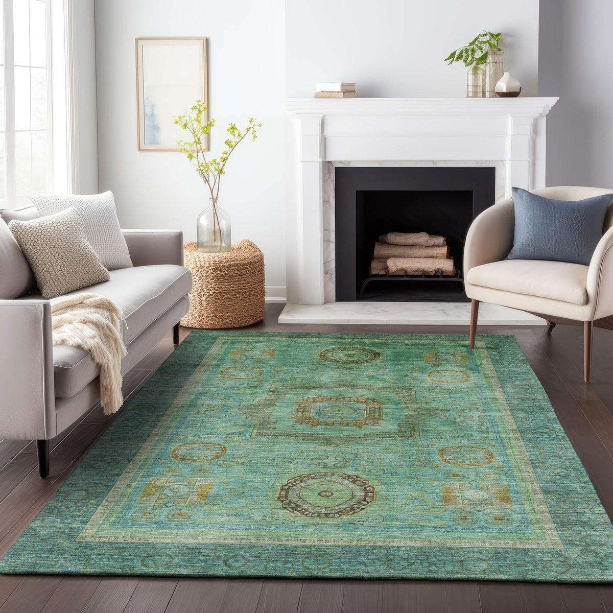 Addison Chantille ACN2159 Global Machine Made Traditional Green Rug
