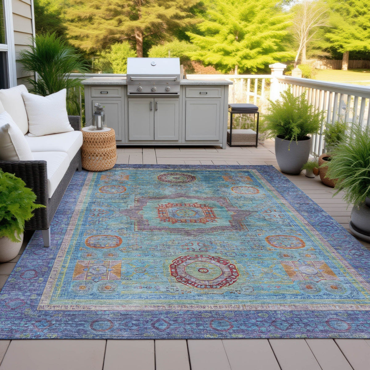 Addison Chantille ACN2159 Global Machine Made Traditional Teal Rug