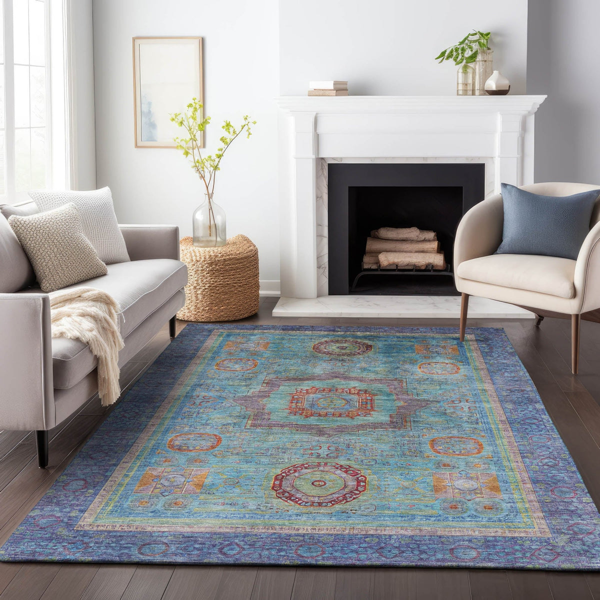 Addison Chantille ACN2159 Global Machine Made Traditional Teal Rug
