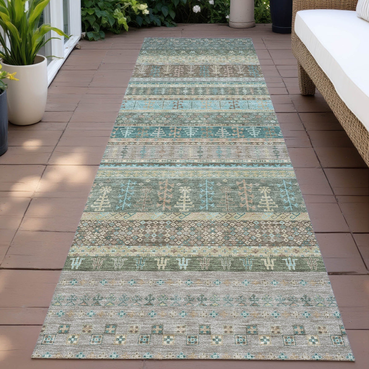 Addison Chantille ACN2160 Stripes Machine Made Transitional Aloe Rug