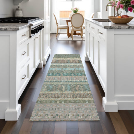 Addison Chantille ACN2160 Stripes Machine Made Transitional Aloe Rug
