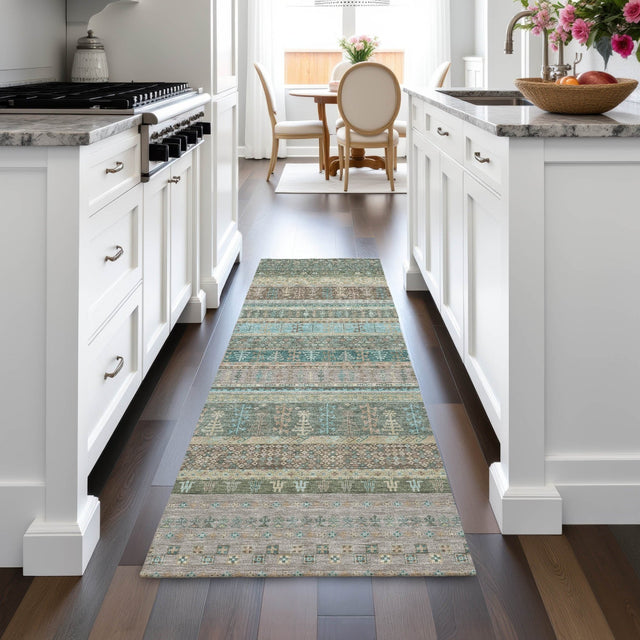 Addison Chantille ACN2160 Stripes Machine Made Transitional Aloe Rug