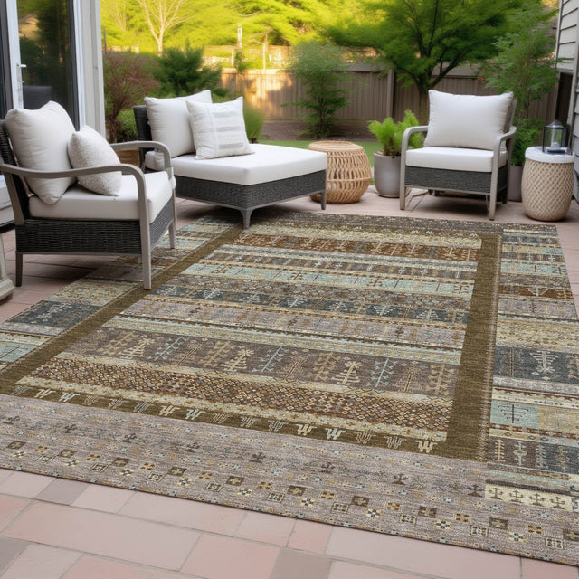 Addison Chantille ACN2160 Stripes Machine Made Transitional Brown Rug