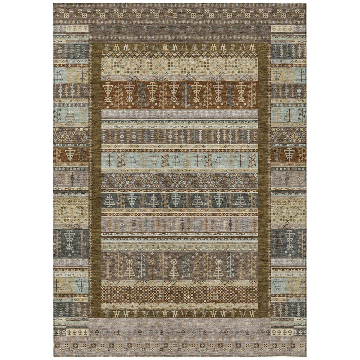 Addison Chantille ACN2160 Stripes Machine Made Transitional Brown Rug