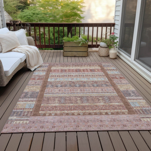 Addison Chantille ACN2160 Stripes Machine Made Transitional Paprika Rug