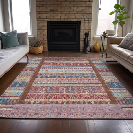 Addison Chantille ACN2160 Stripes Machine Made Transitional Red Rug