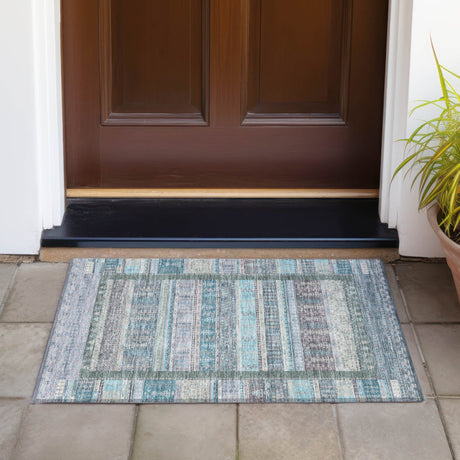 Addison Chantille ACN2160 Stripes Machine Made Transitional Teal Rug