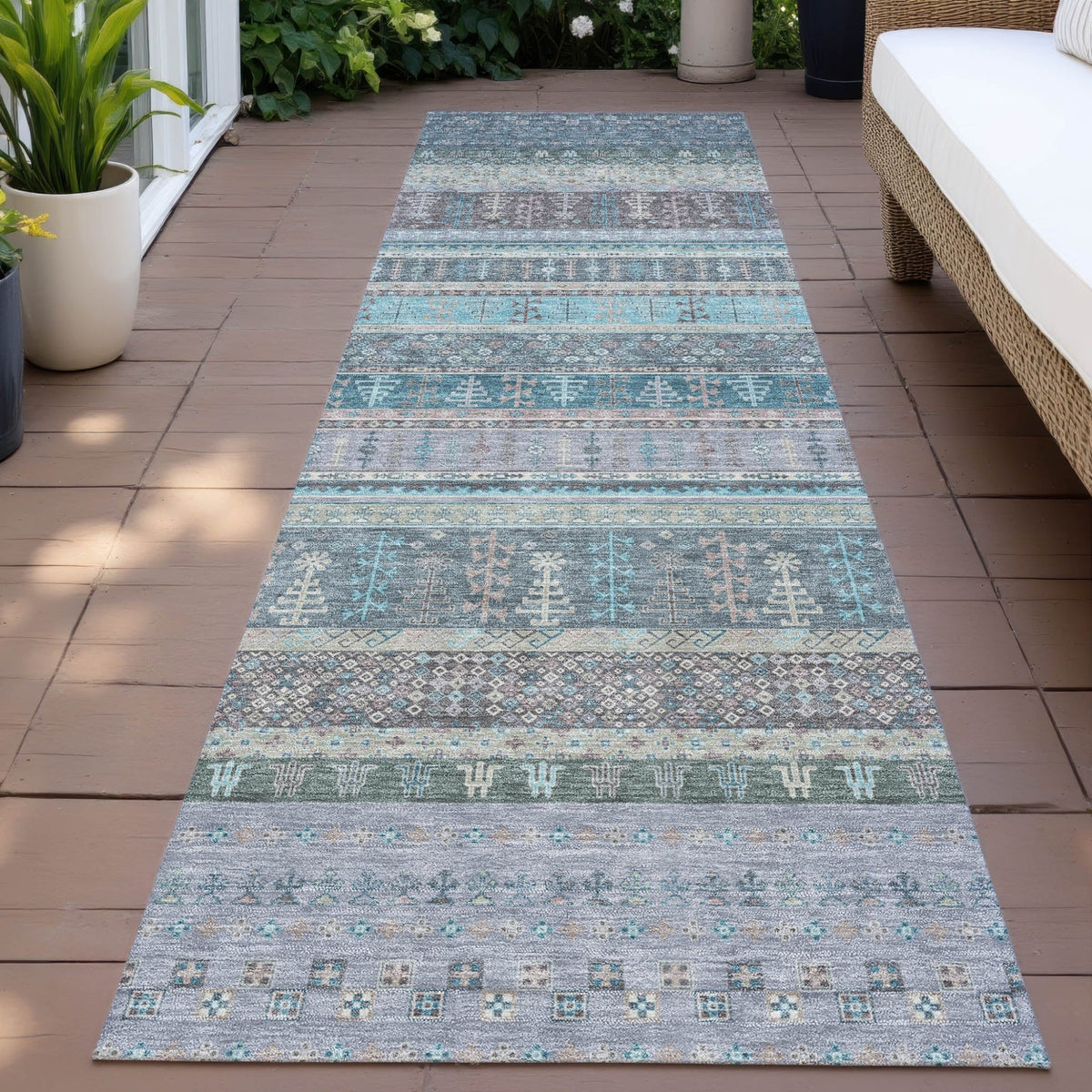 Addison Chantille ACN2160 Stripes Machine Made Transitional Teal Rug