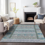 Addison Chantille ACN2160 Stripes Machine Made Transitional Teal Rug