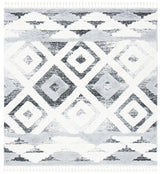Safavieh Moroccan Tassel Shag 6'-7" x 6'-7" Rug in Grey / Ivory