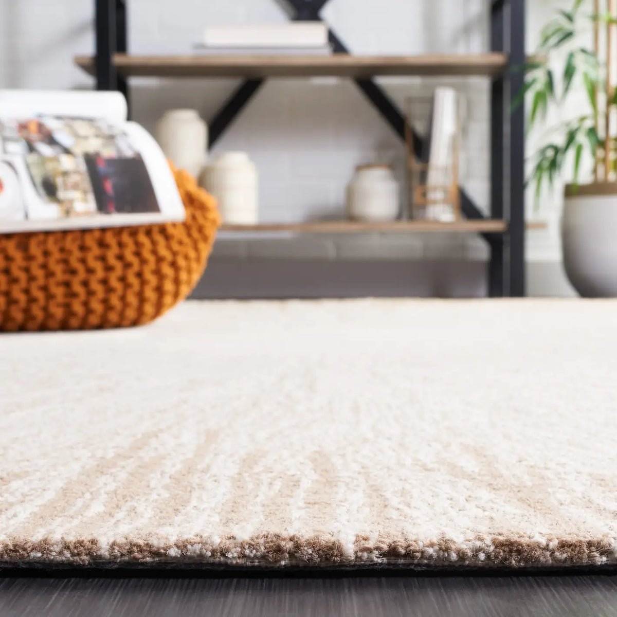 Safavieh Abstract 4'-0" x 6'-0" Rug in Ivory / Dark Beig
