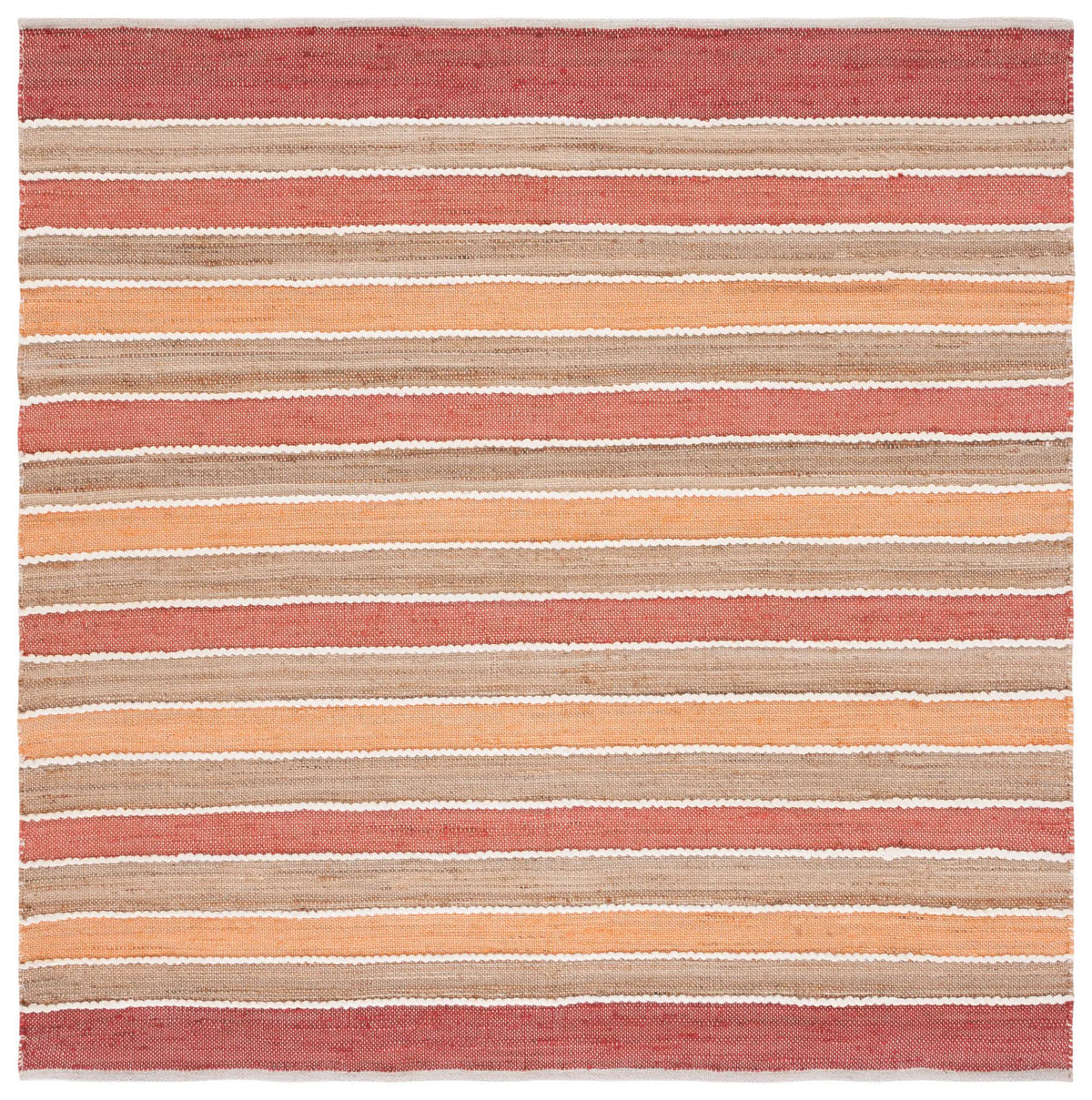 Safavieh Striped Kilim 6'-6" x 6'-6" Rug in Rust / Red
