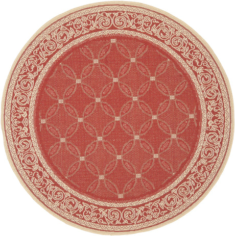 Safavieh Courtyard 5'-3" x 5'-3" Rug in Red / Natural