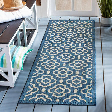 Safavieh Courtyard 2'-3" x 10'-0" Rug in Navy / Beige