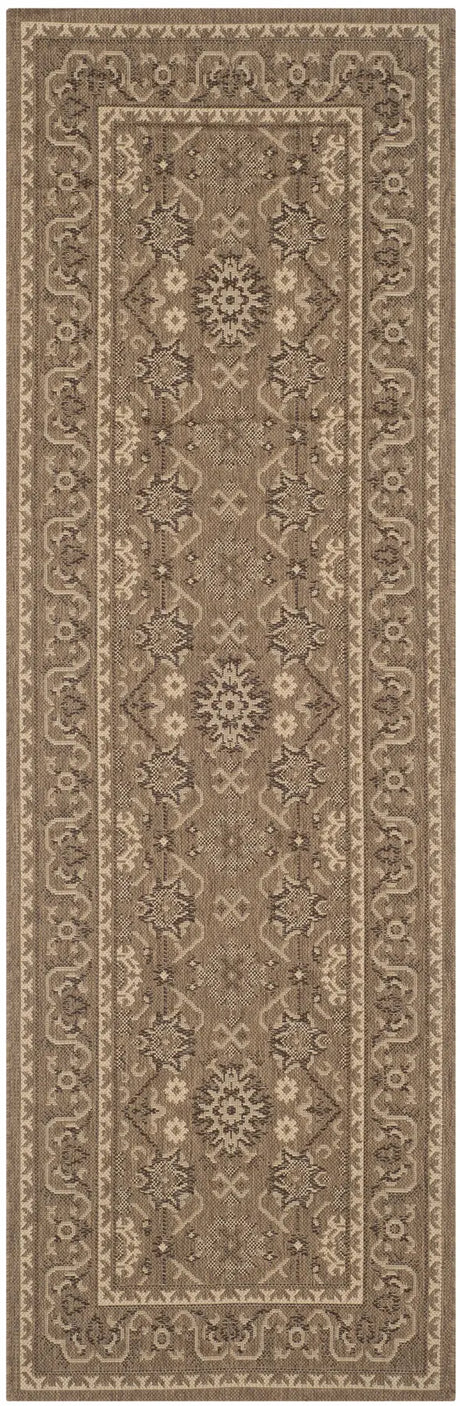 Safavieh Courtyard 2'-7" x 8'-2" Rug in Brown / Creme