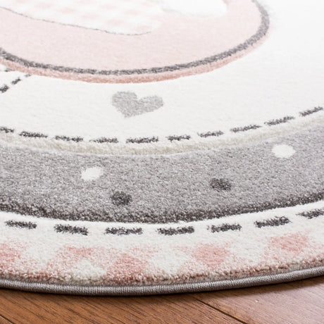 Safavieh Carousel Kids 100 5'-3" x 5'-3" Rug in Pink / Ivory