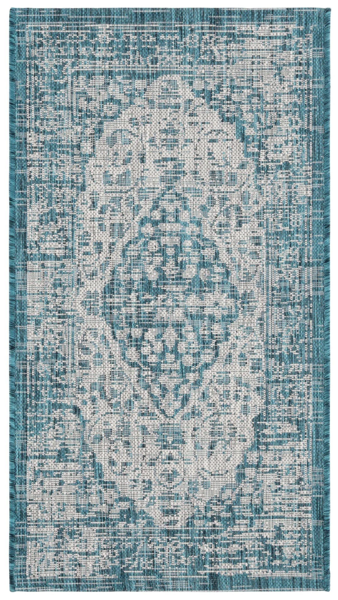 Safavieh Courtyard 2'-0" x 3'-7" Rug in Teal / Cream