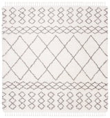 Safavieh Moroccan Fringe Shag 6'-7" x 6'-7" Rug in Ivory / Grey