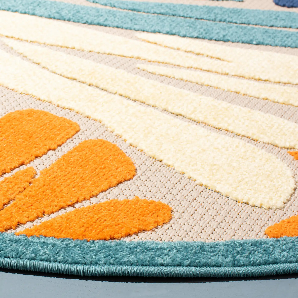 Safavieh Cabana 6'-7" x 6'-7" Rug in Ivory / Blue