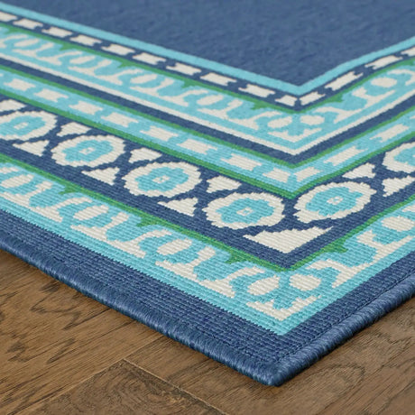 Oriental Weavers Sphinx Meridian 9650B Navy / Green Rugs - corner detail