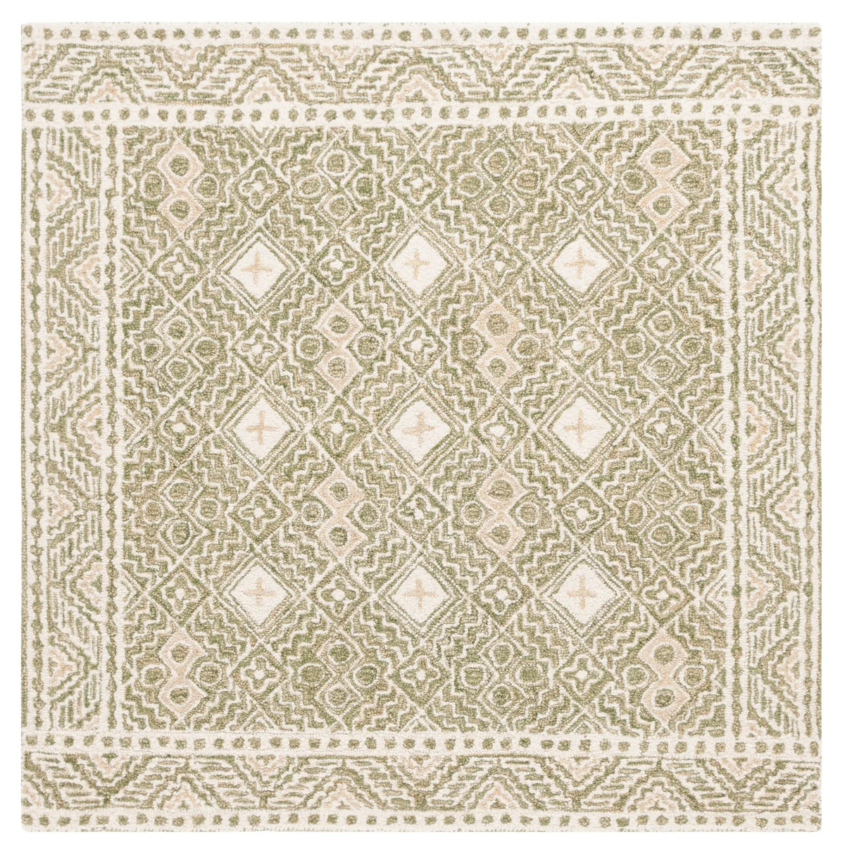 Safavieh Micro-Loop 5'-0" x 5'-0" Rug in Green / Ivory