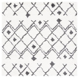 Safavieh Berber Shag 5'-1" x 5'-1" Rug in Ivory / Dark Grey