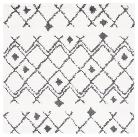 Safavieh Berber Shag 5'-1" x 5'-1" Rug in Ivory / Dark Grey
