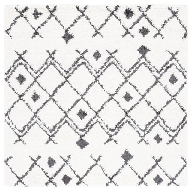 Safavieh Berber Shag 5'-1" x 5'-1" Rug in Ivory / Dark Grey