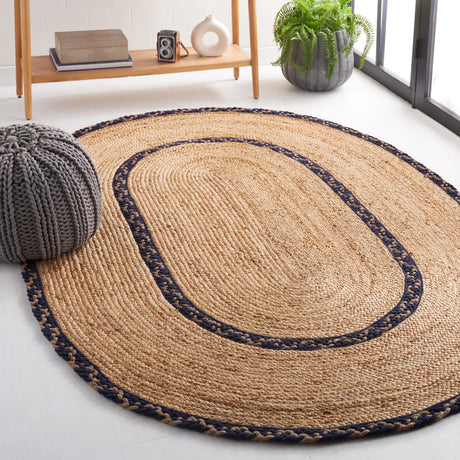 Safavieh Natural Fiber 5'-0" x 8'-0" Rug in Natural / Navy
