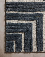 Loloi Hagen Hag-05 Blue/White Rugs - corner on wood