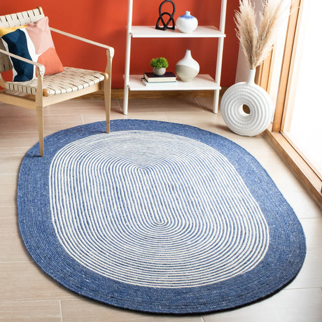 Safavieh Braided 5'-0" x 7'-0" Rug in Navy / Ivory